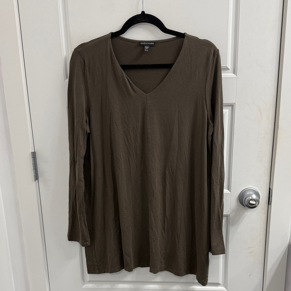 Eileen Fisher V Neck Long Sleeve Tunic Size Medium